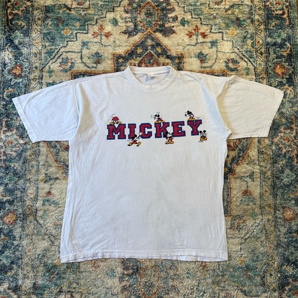 Vintage Disney Mickey Mouse Spellout T-shirt Size XL - Picture 1 of 5